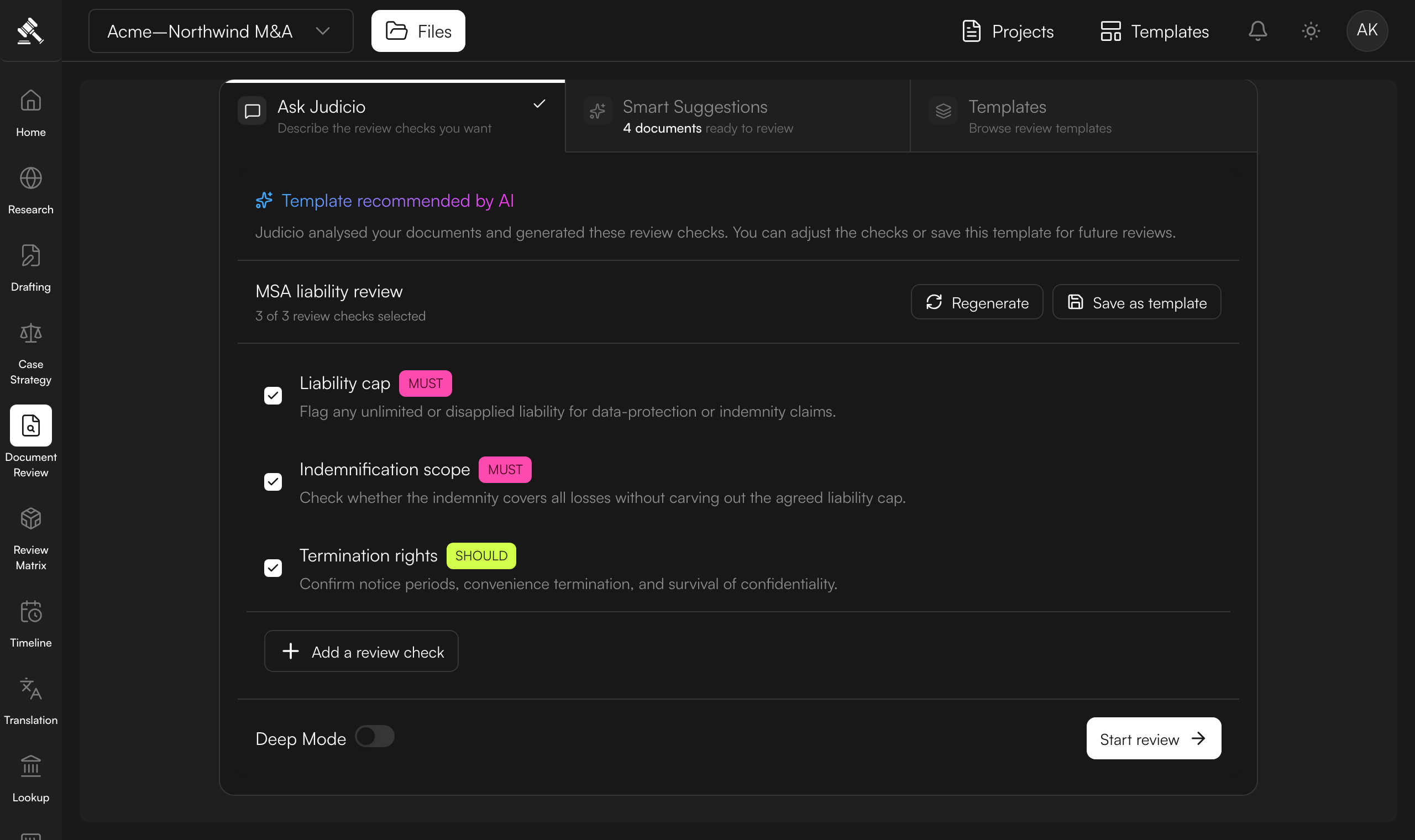 Review the suggested checks