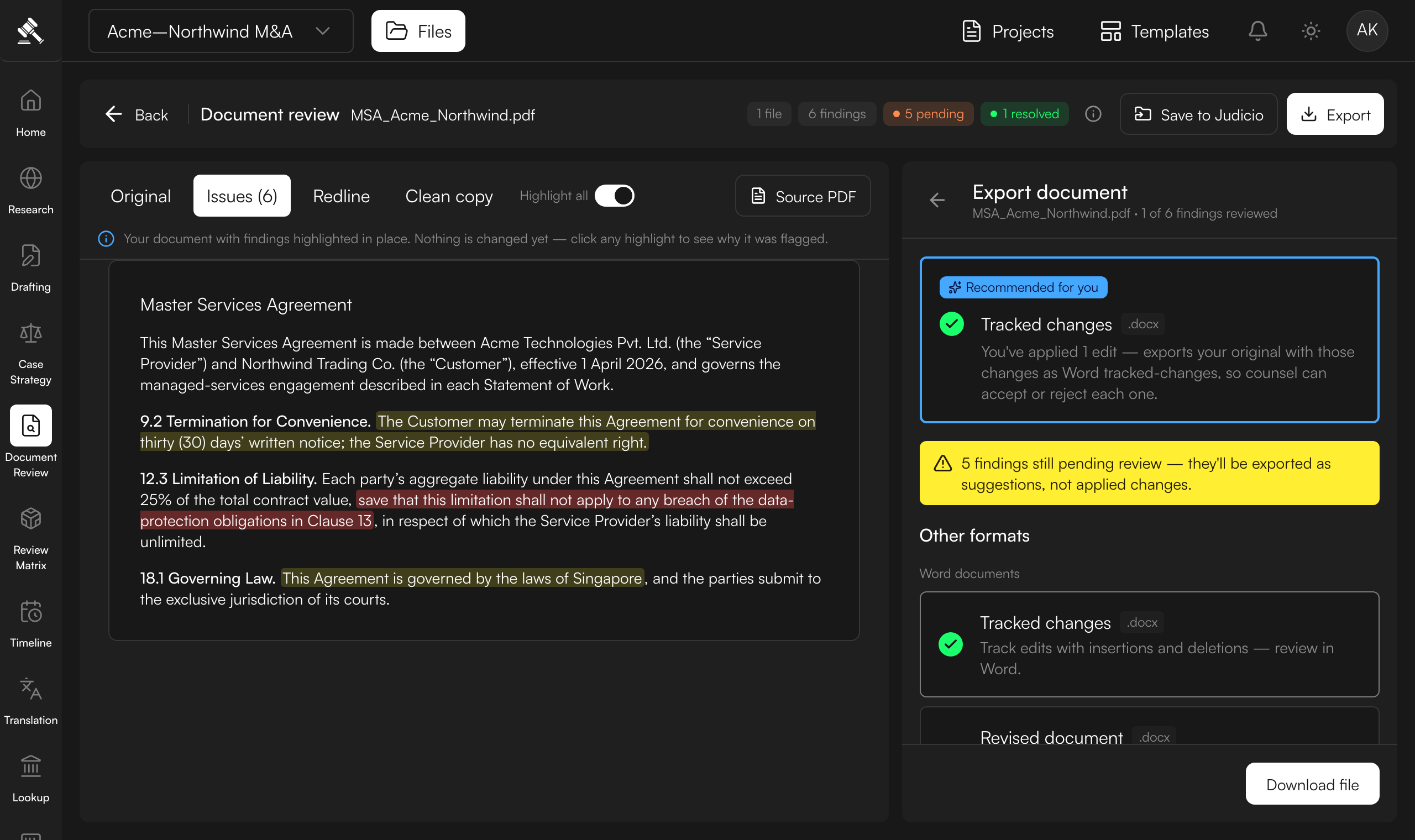 Resolve and export
