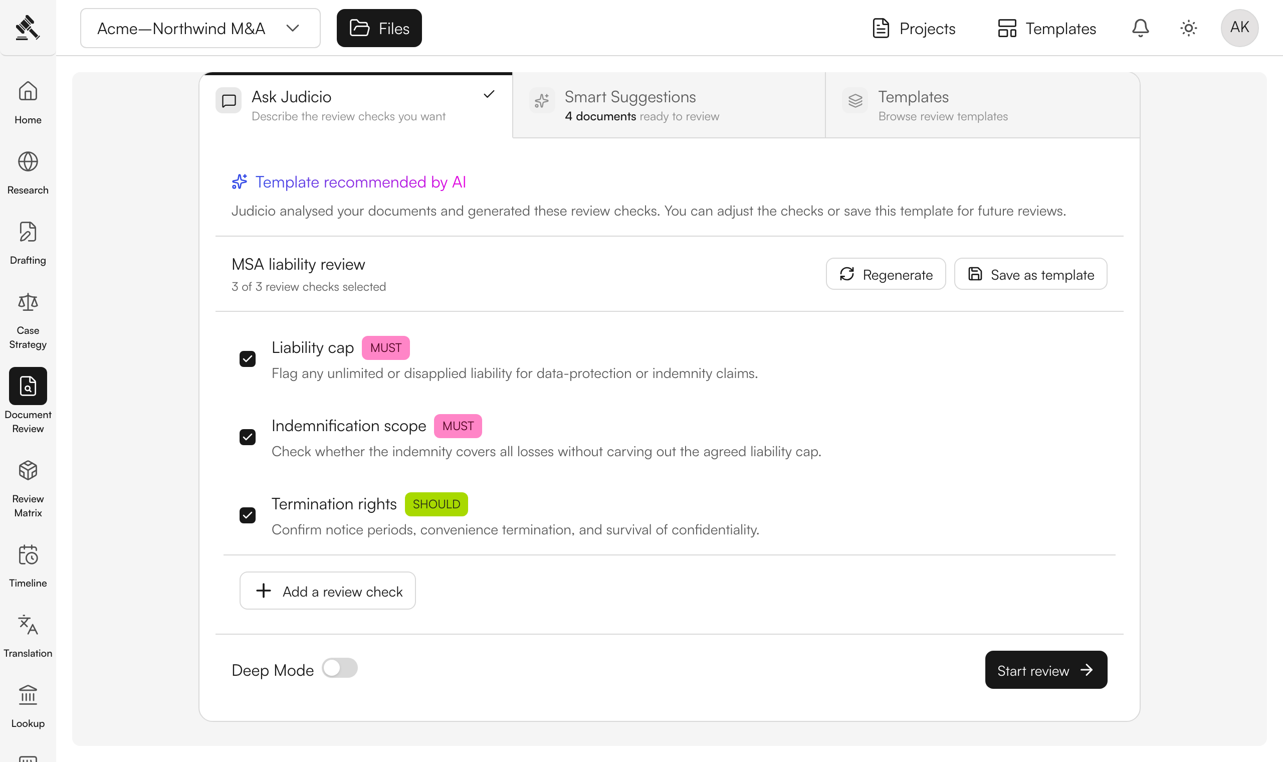 Review the suggested checks