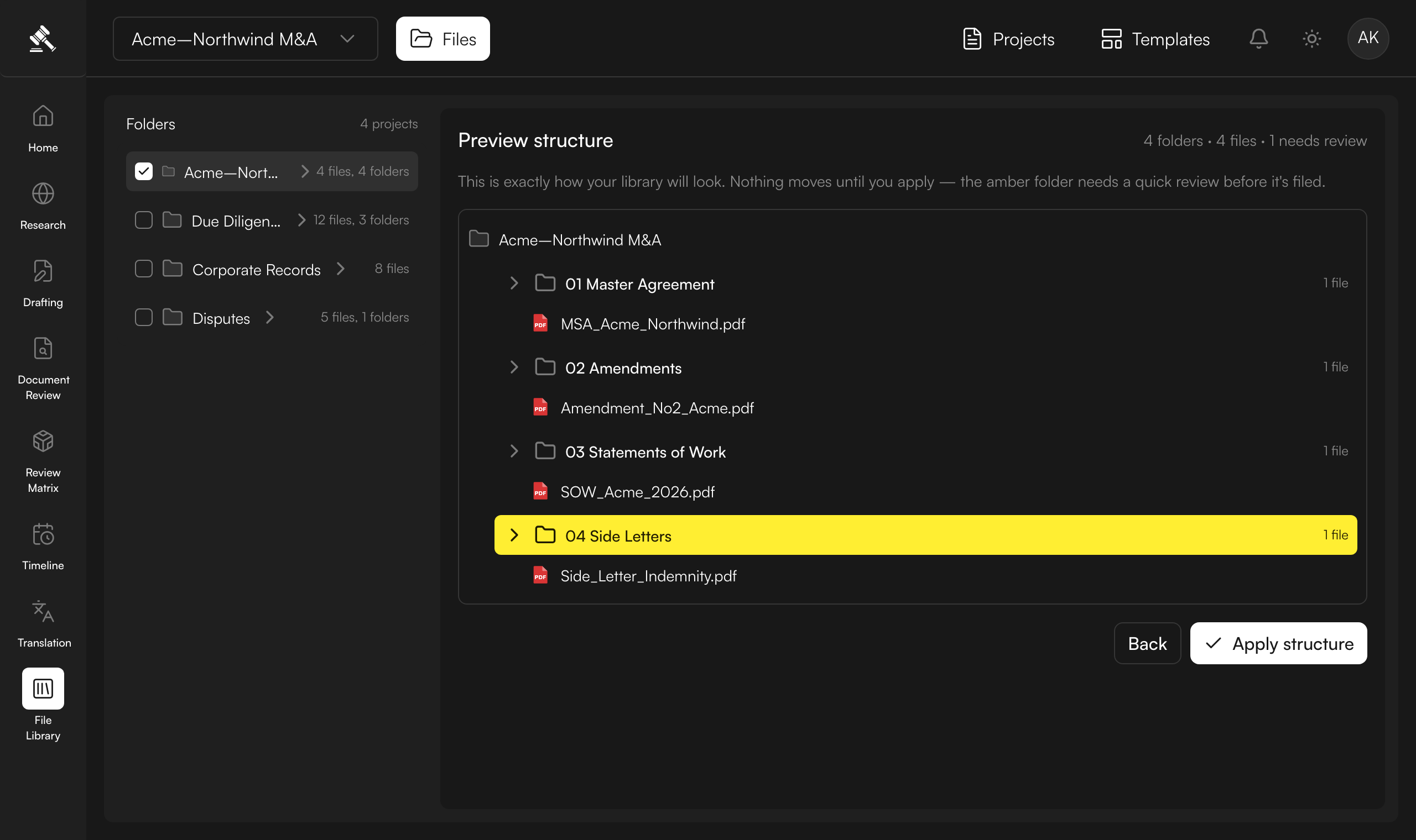 Preview the folder tree before anything moves