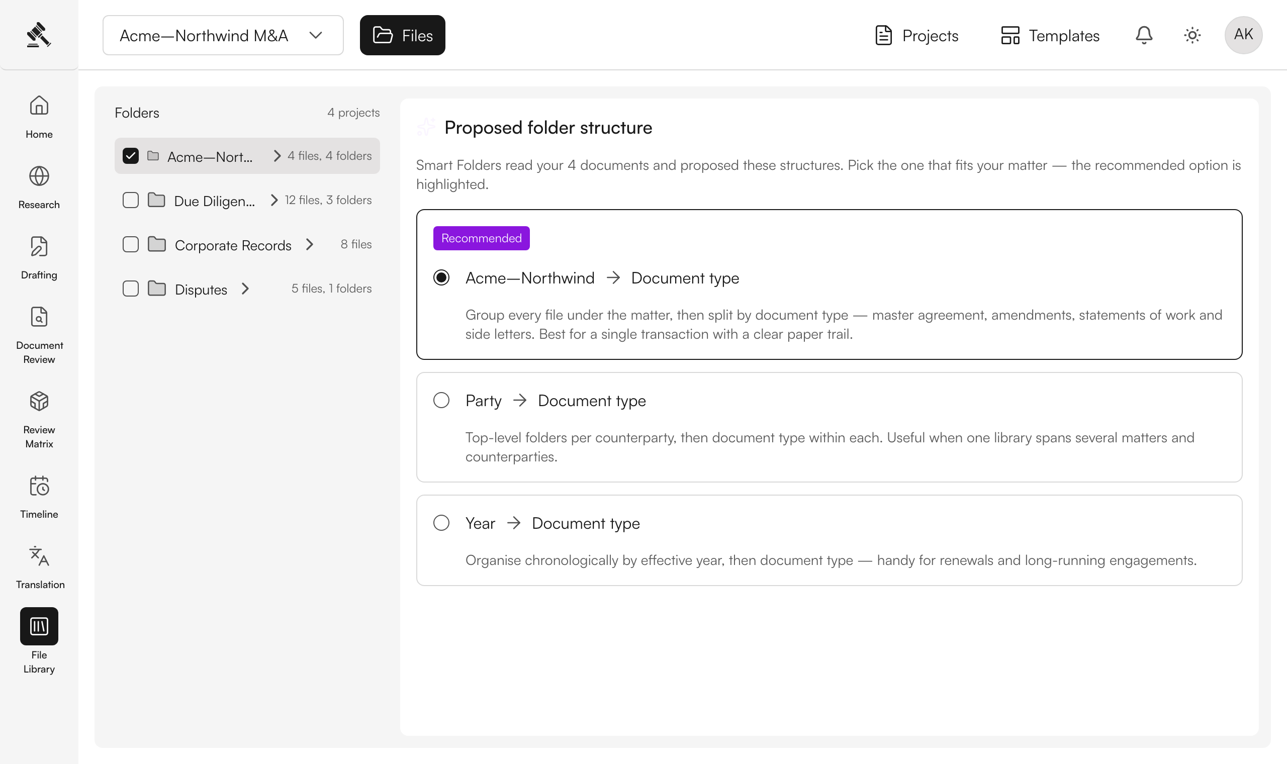 Let Smart Folders propose a structure