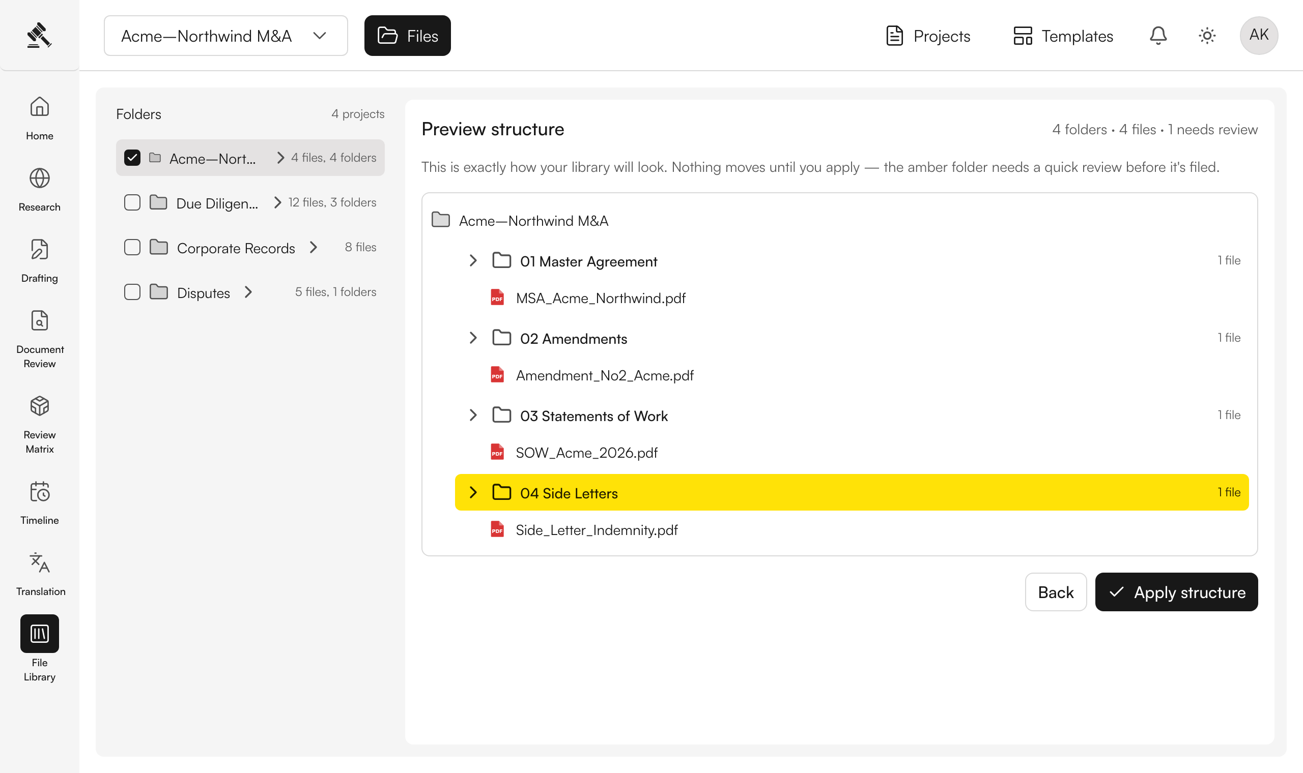 Preview the folder tree before anything moves