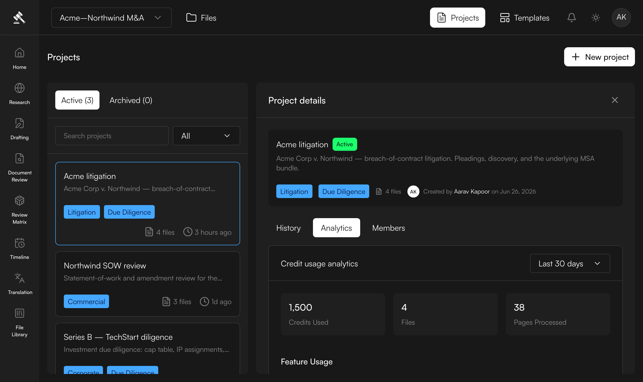 Check project analytics