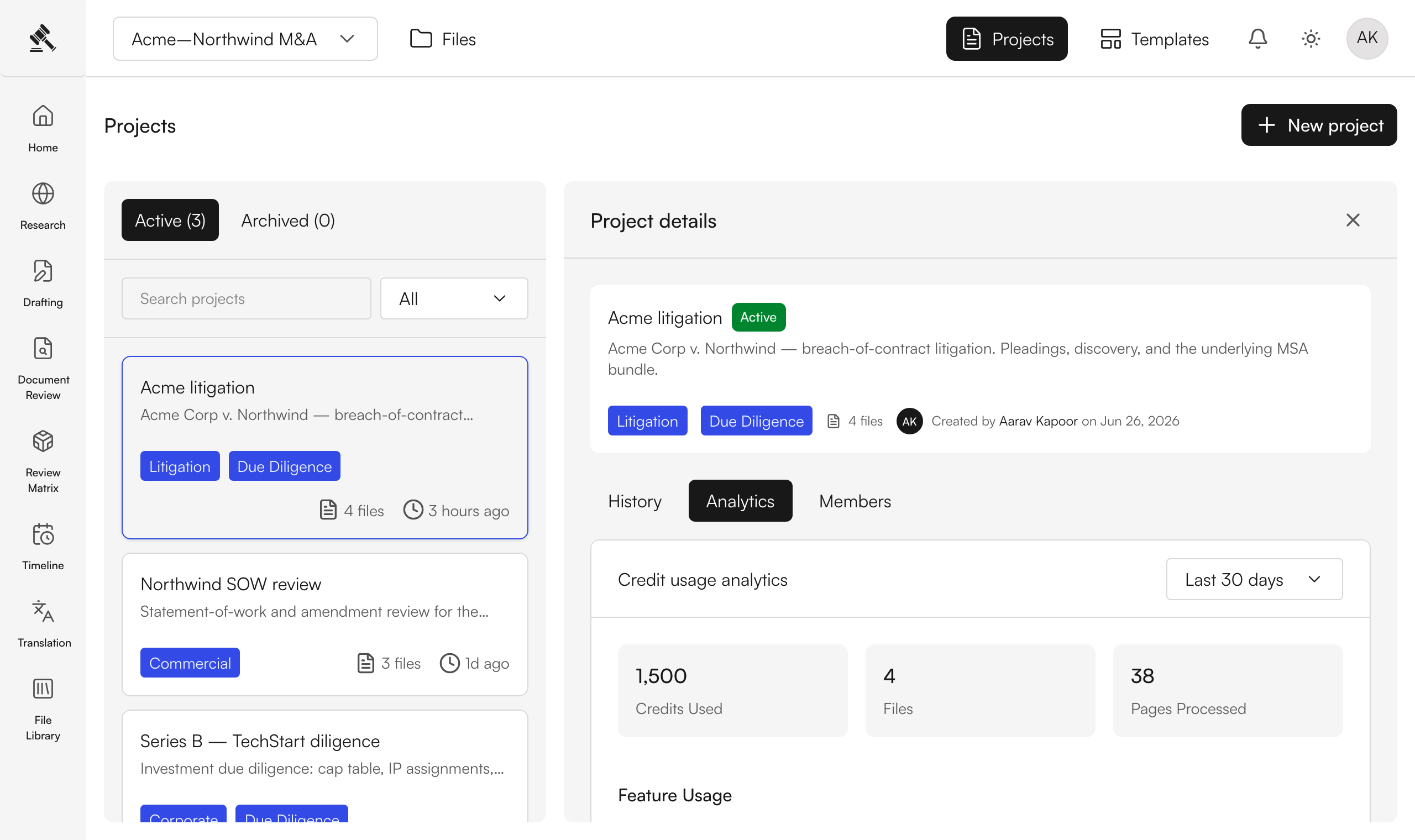 Check project analytics