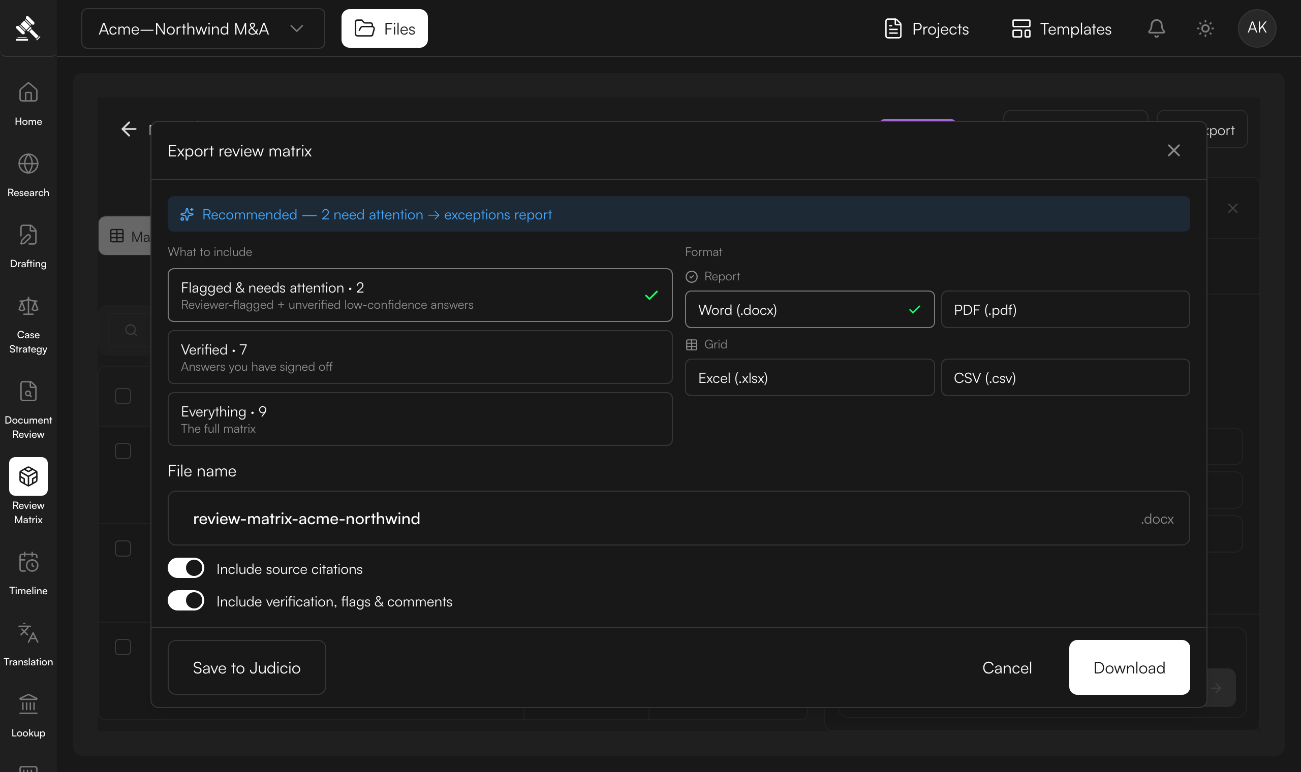 Export — or save as a template