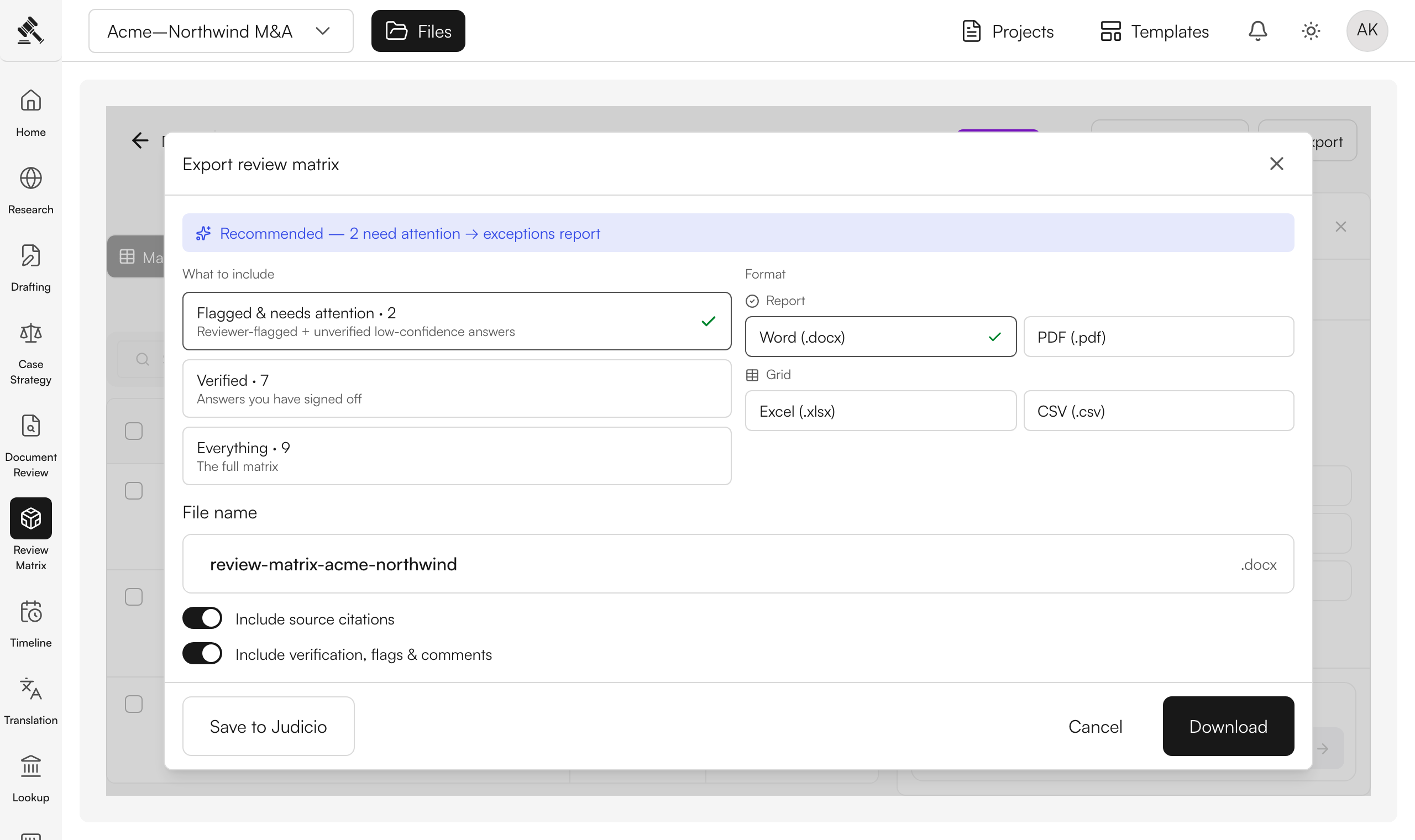 Export — or save as a template