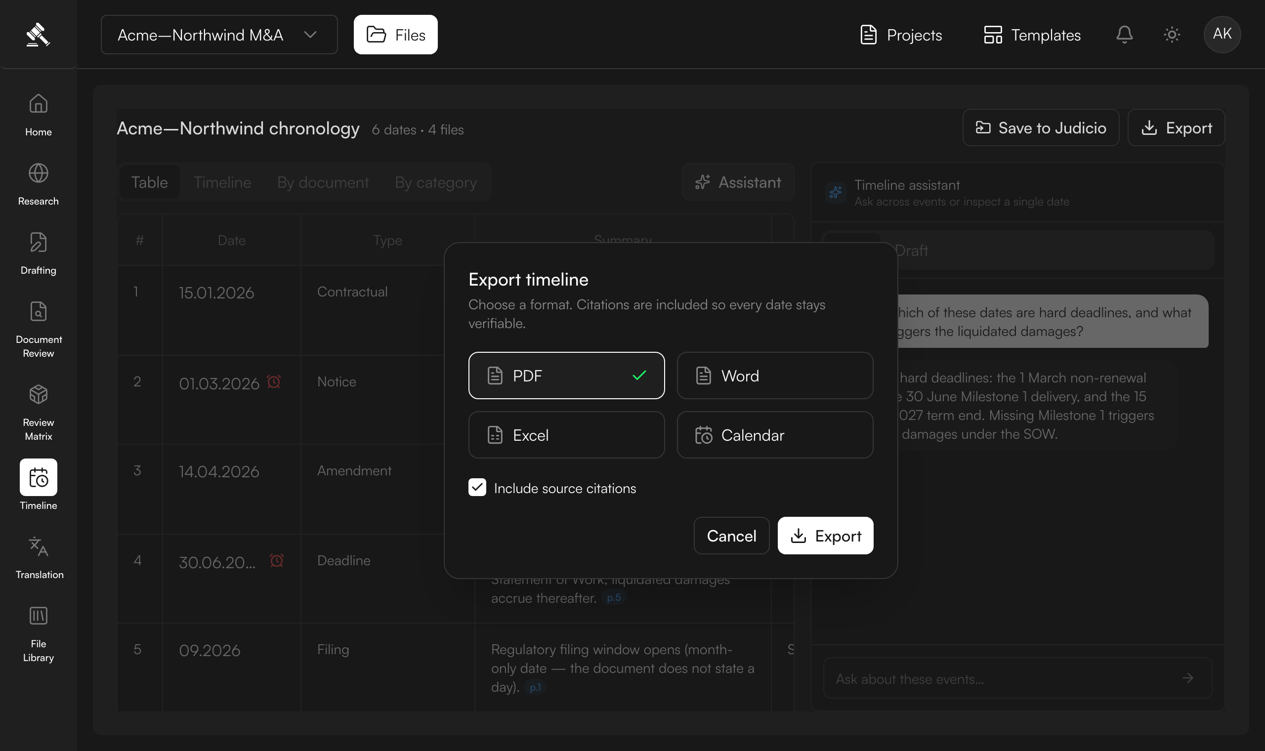 Export — or save as a template
