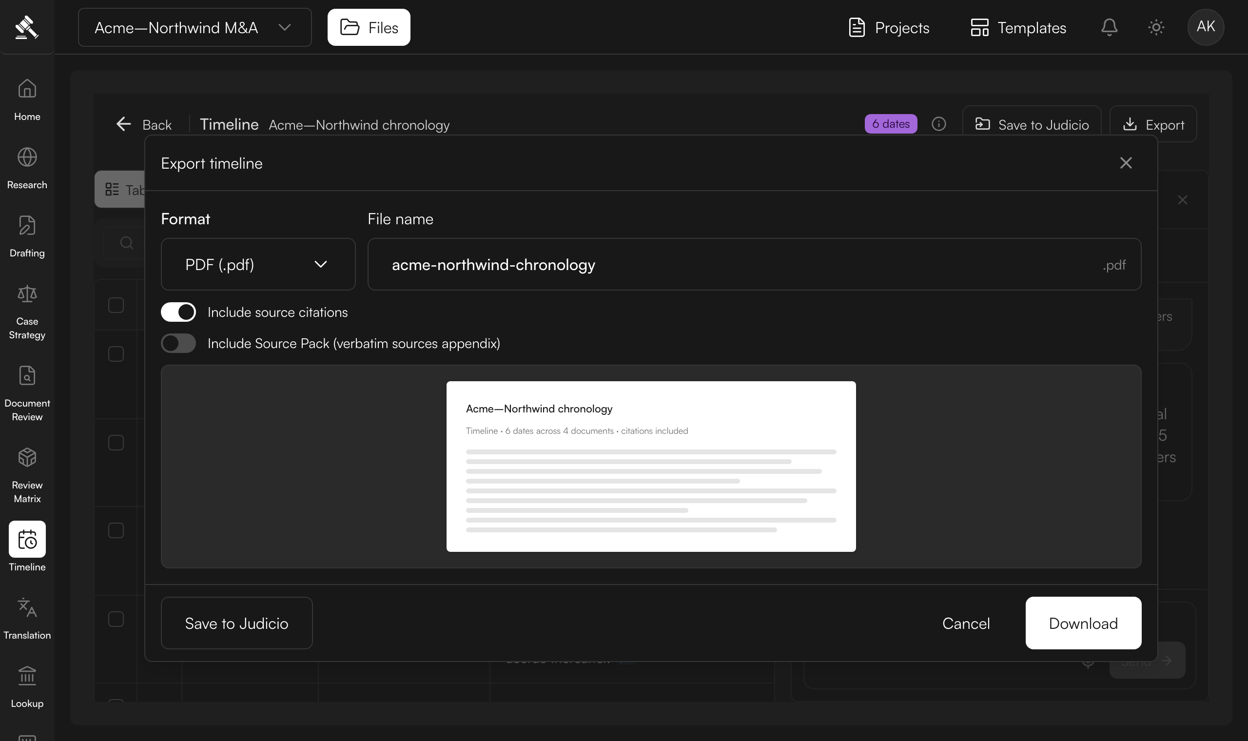 Export — or save as a template