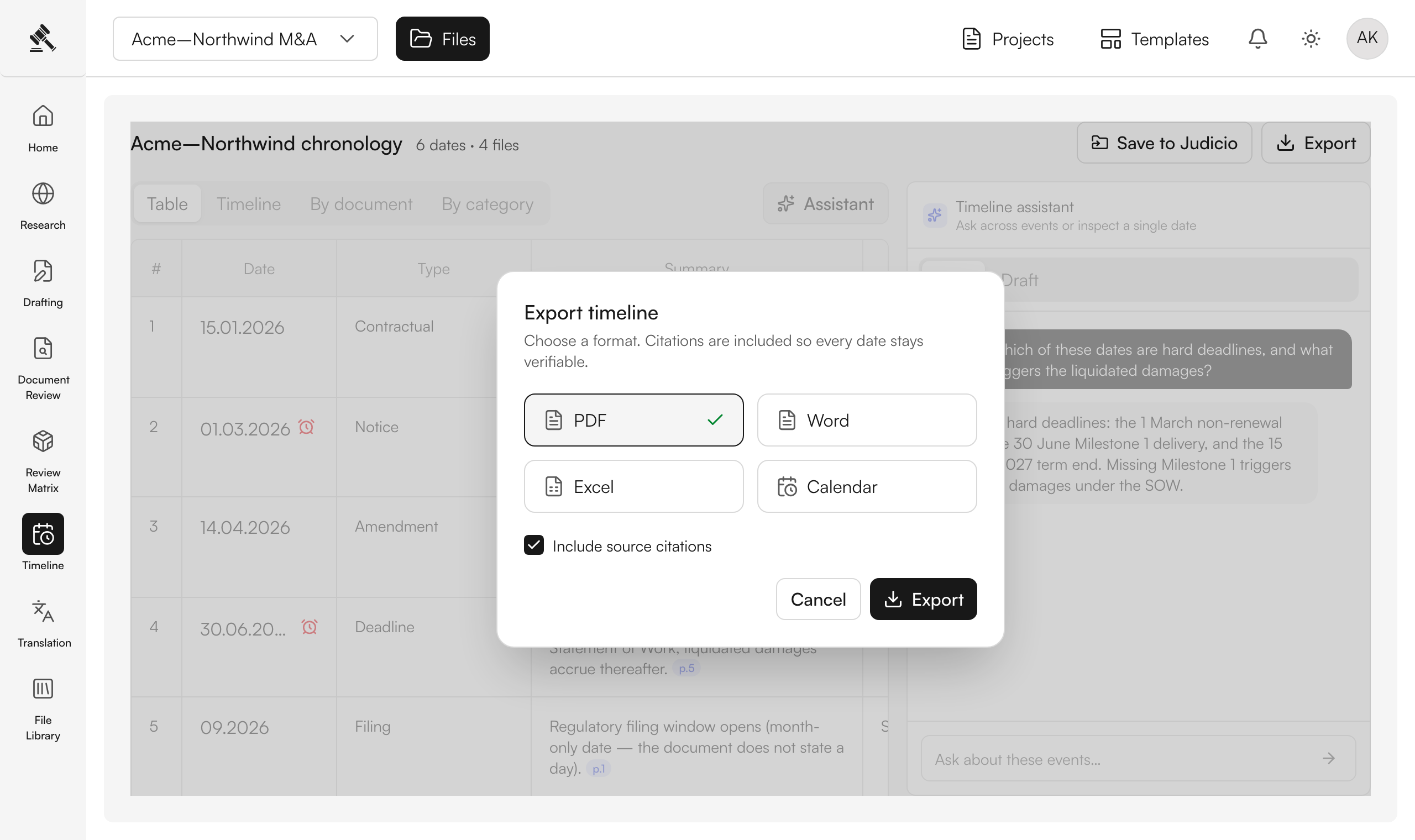 Export — or save as a template
