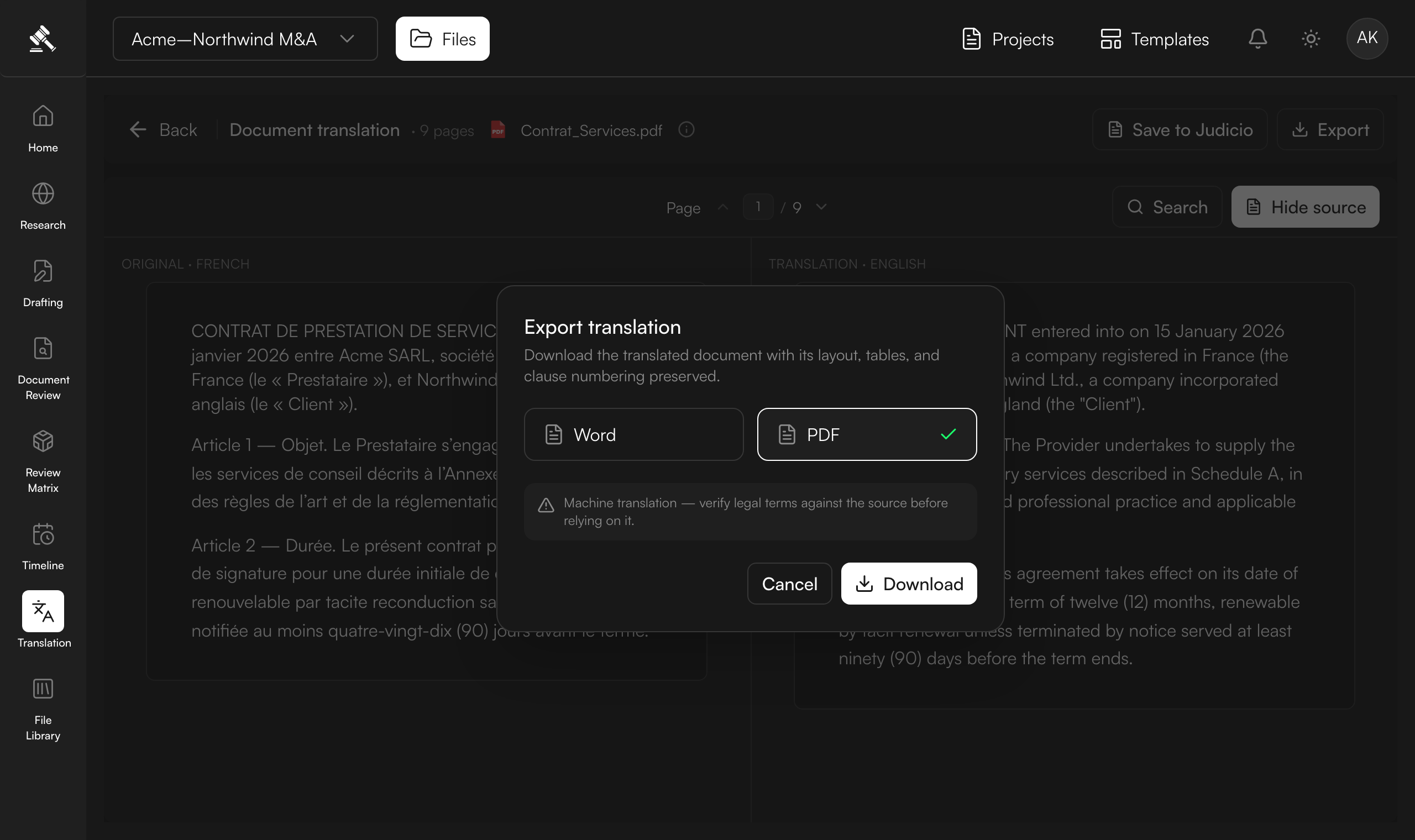 Download your translated document