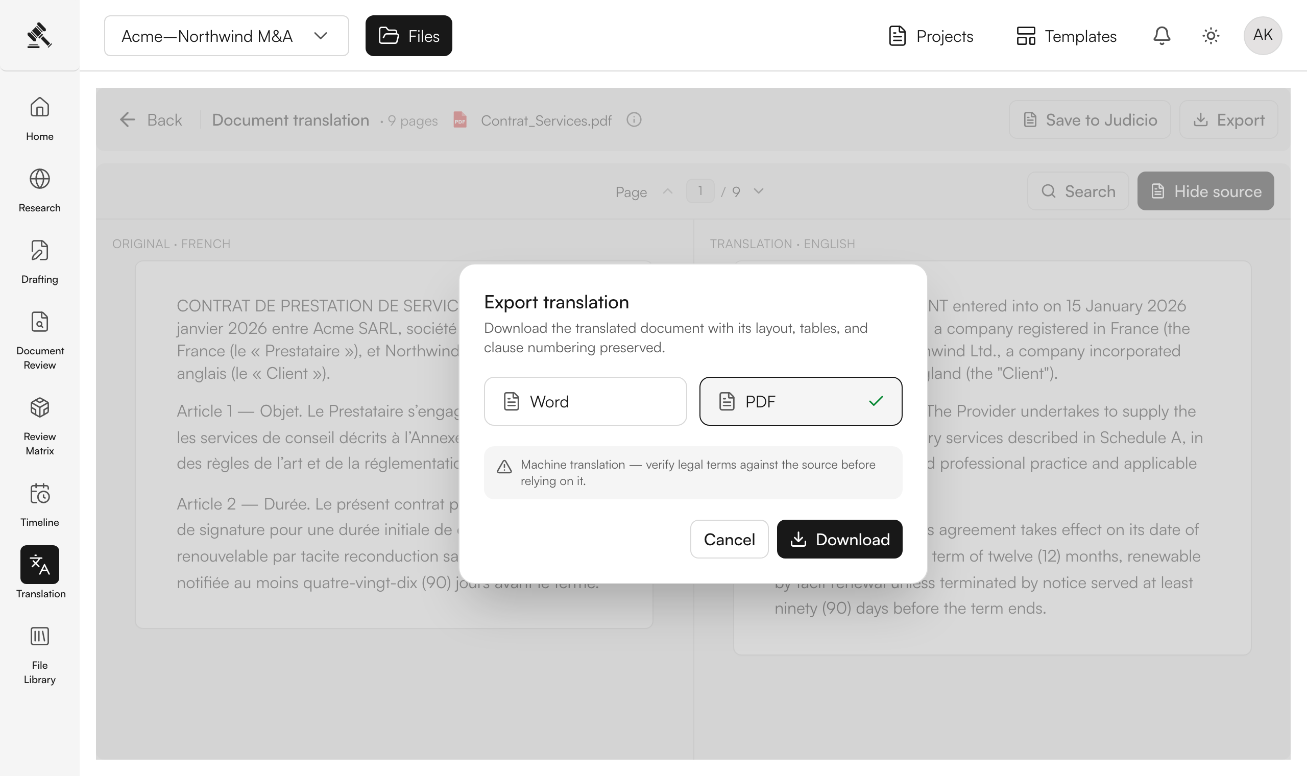 Download your translated document